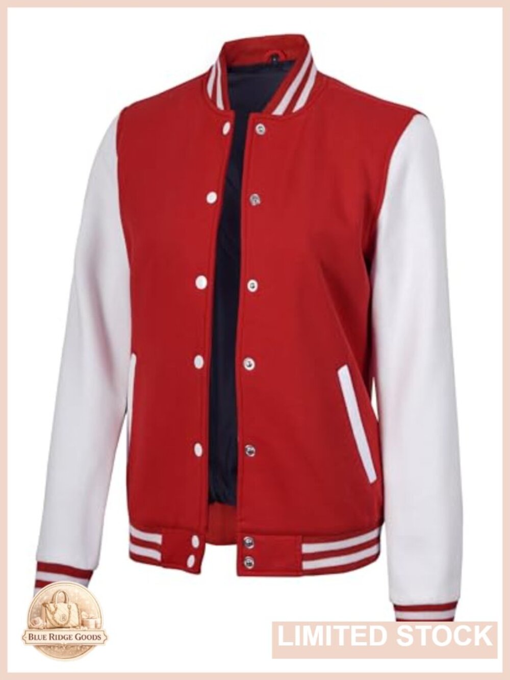 Women's Varsity Bomber Jacket Fleece Letterman Baseball Style Casual
